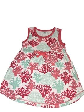 4T Touched by Nature Coral Reef Pink Mint Dress 100% Organic Cotton Summer